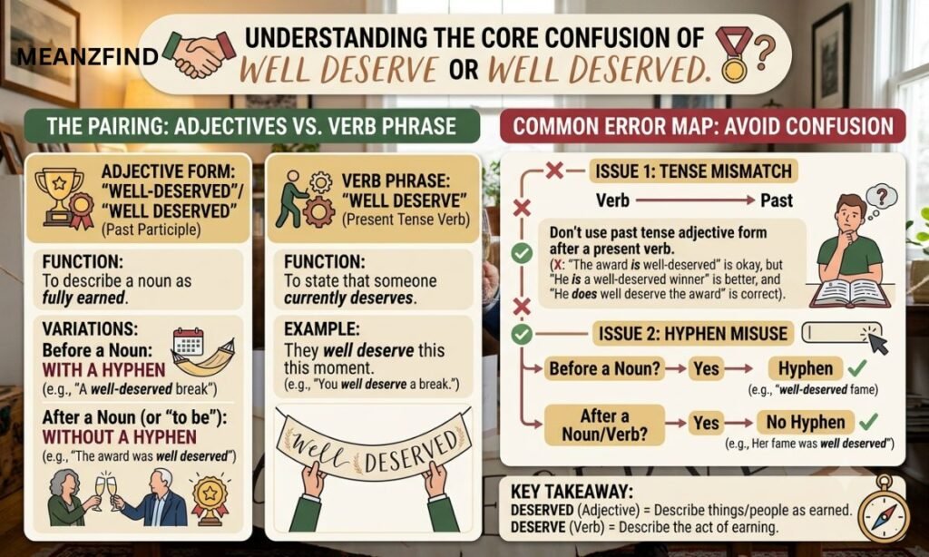 Understanding the Core Confusion of Well Deserve or Well Deserved