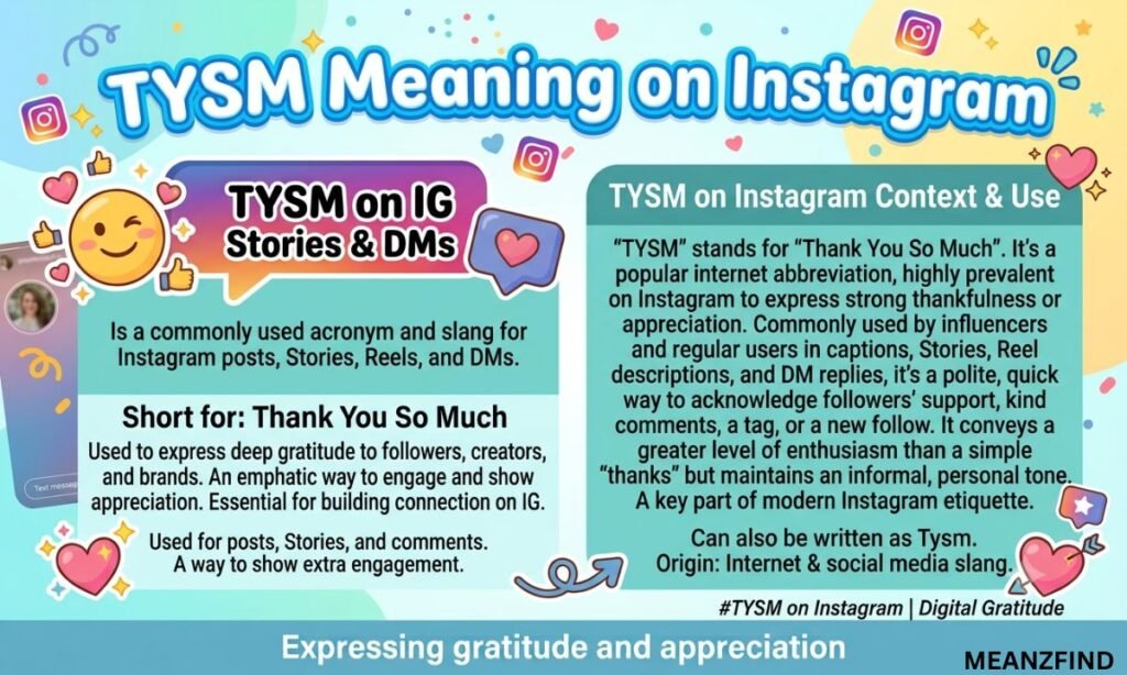 TYSM Meaning on Instagram