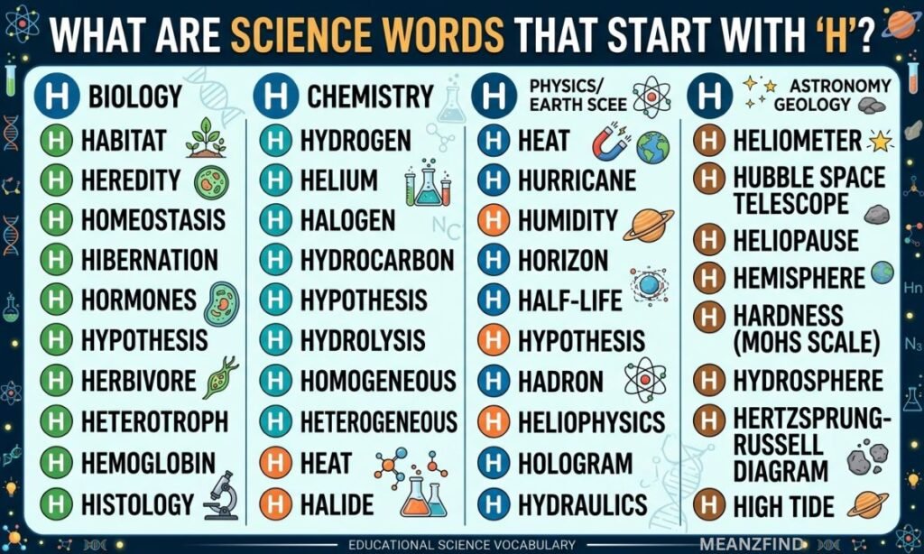 What Are Science Words That Start With H?