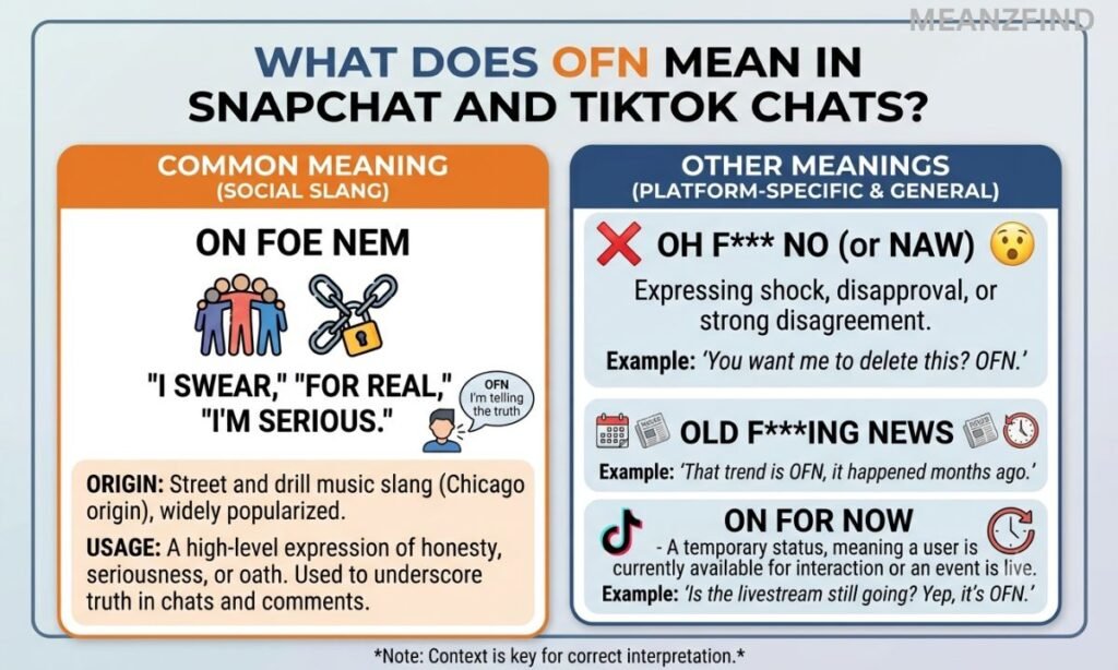 What Does OFN Mean in Snapchat and TikTok Chats